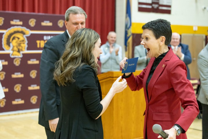 ghs meredith reid stephanie bishop congratulates