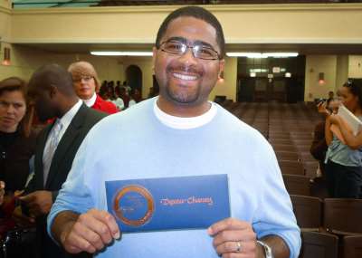 Dexter Chaney with MEA envelope