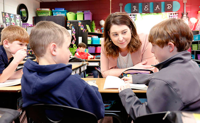 Lindsey Parker with students