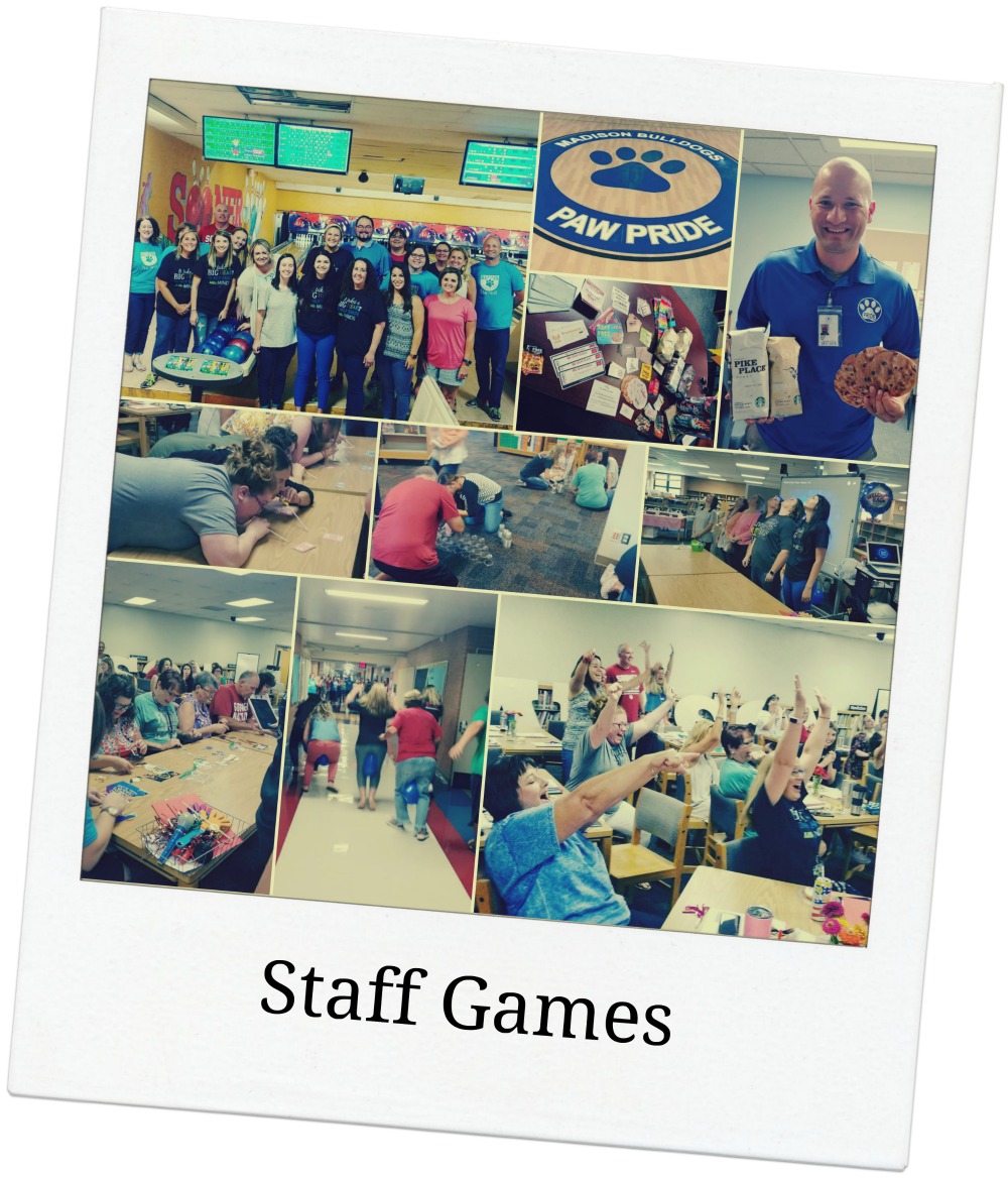 Staff games collage caption