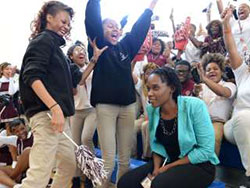 Students jump for joy at Kena Allison's announcement